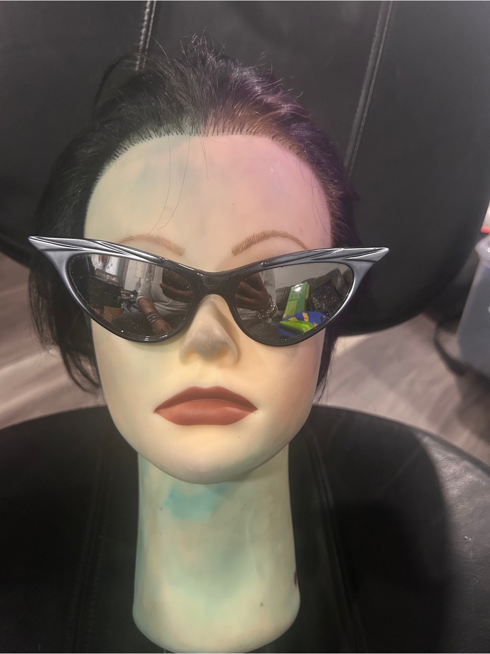 Vintage Linda Farrow cat -Eye Black Sunglasses RARE- Sleek Retro Style